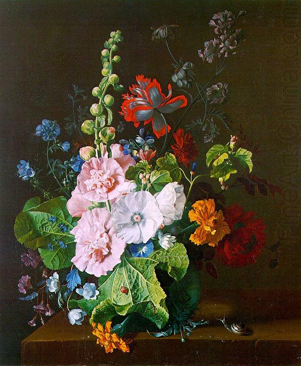 Jan van Huysum Hollyhocks and other Flowers in a Vase china oil painting image